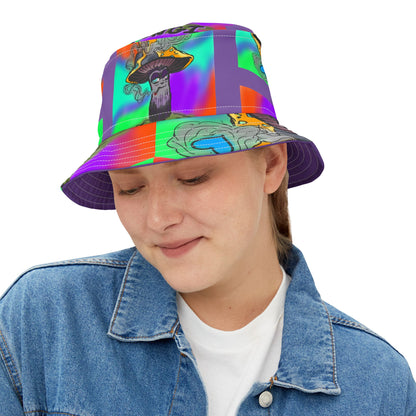 Colorful Abstract Bucket Hat, Trendy Accessories for Outdoor Fun, Summer Fashion, Festival Gear, Artistic Headwear, Unique Gifts