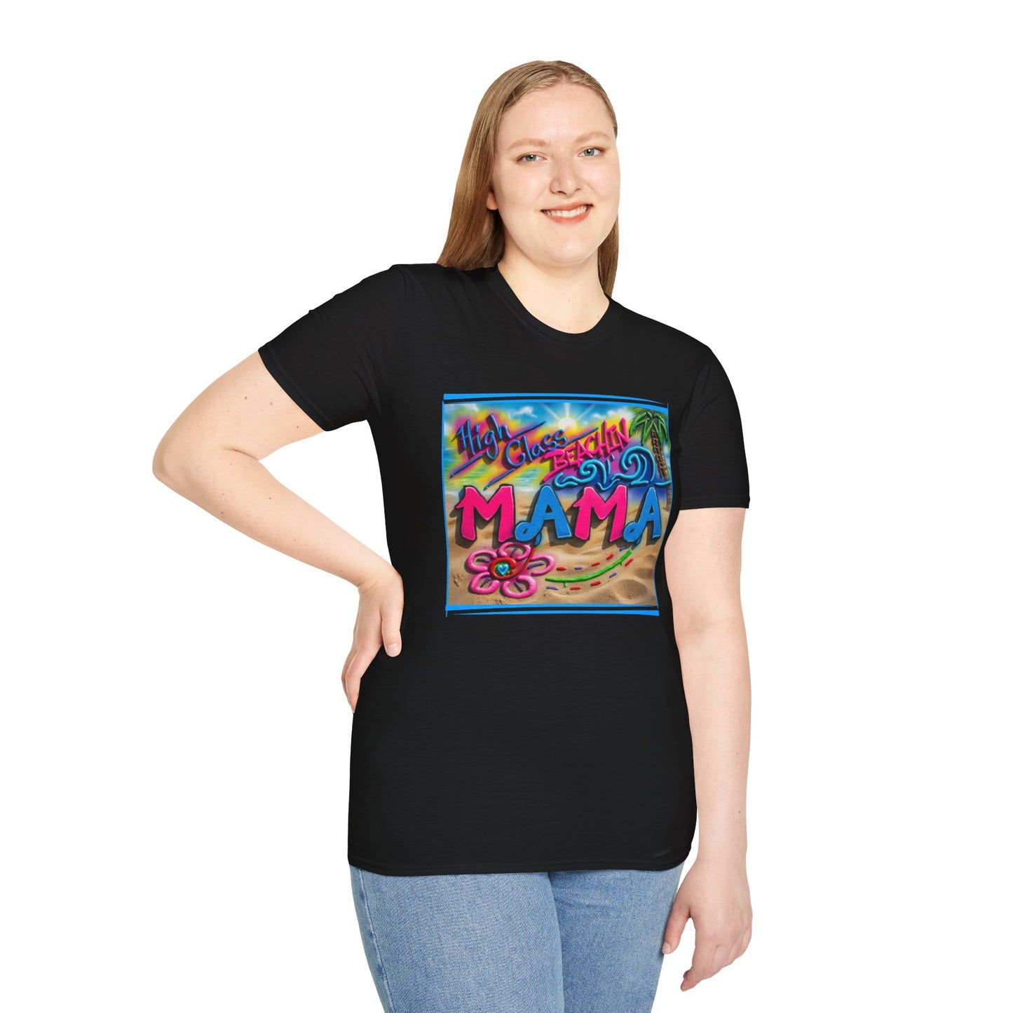Mama Beach T-Shirt – Tropical "Hi! Aloha MAMA" Vacation Graphic Tee