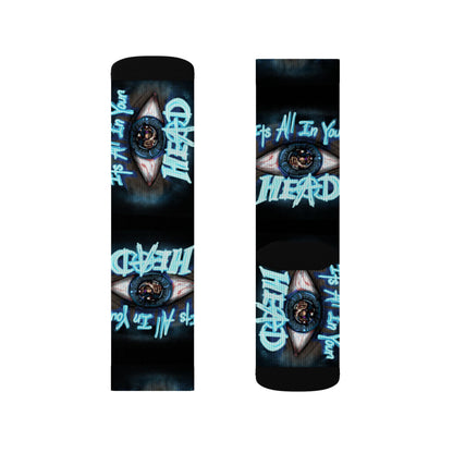 It's All In Your Head Graphic Sublimation Socks — Blue Neon Streetwear