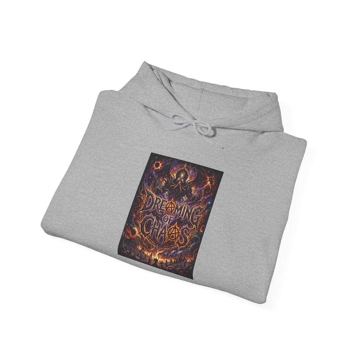 Dreaming of Chaos hoodie — sport grey, folded