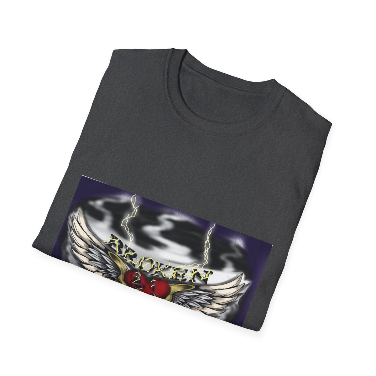 Broken But Golden graphic tee — dark heather, folded