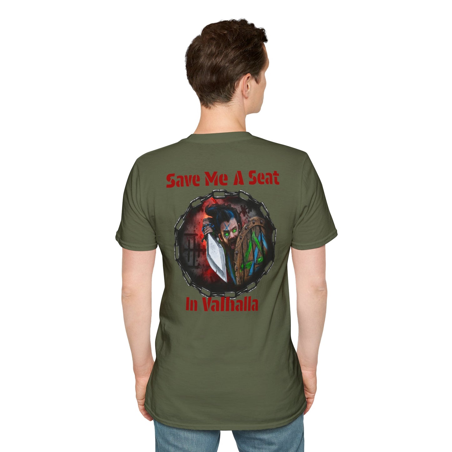 Viking Warrior T-Shirt — "Violence Is Always An Option" / "Save Me A Seat In Valhalla"