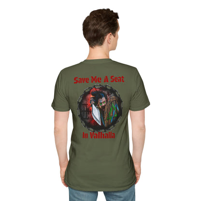 Viking Warrior T-Shirt — "Violence Is Always An Option" / "Save Me A Seat In Valhalla"