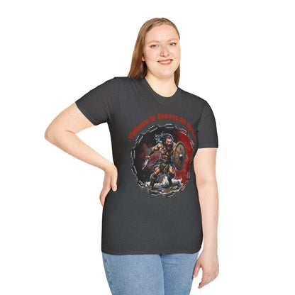 Viking Warrior T-Shirt — "Violence Is Always An Option" / "Save Me A Seat In Valhalla"