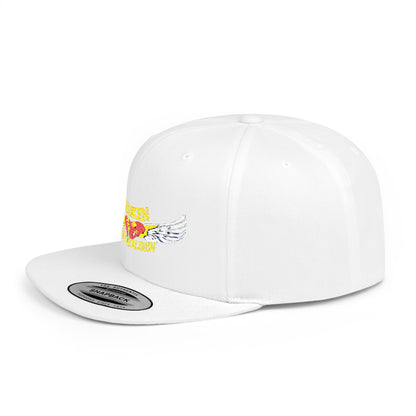 Unique Flat Bill Snapback Hat, Trendy Cap for Streetwear, Graphic Design Hat, Gift for Him, Cool Fashion Accessory