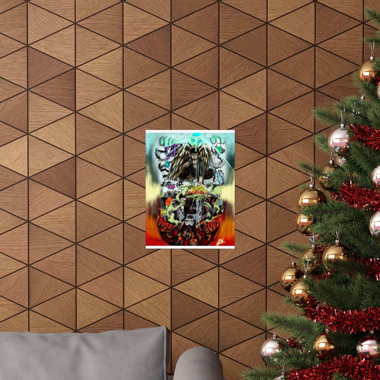 Edgy Matte Vertical Posters with Graffiti Angels, Urban Wall Art, Street Art Decor, Hip Hop Room Decor, Unique Gift for Teenagers