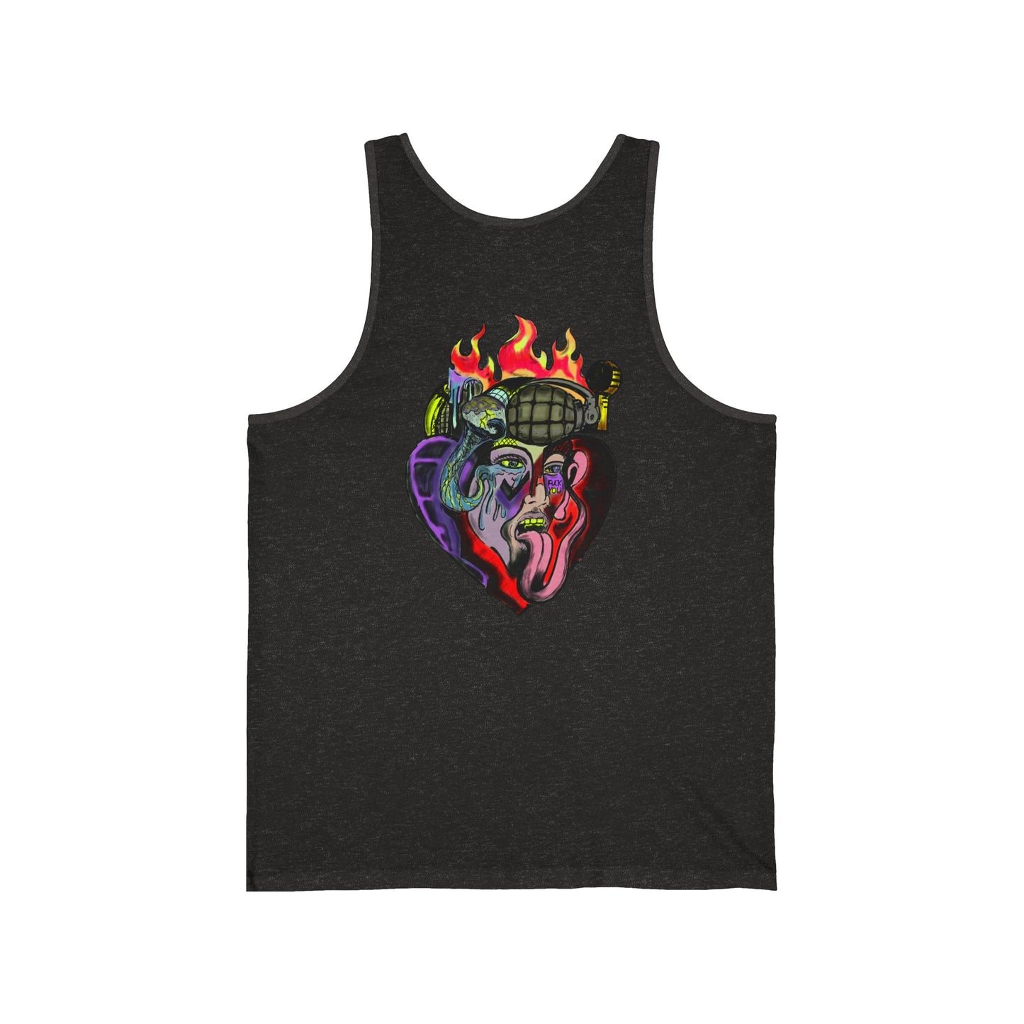 Psychedelic Fungi & Heart Art Tank Top – Unisex Jersey