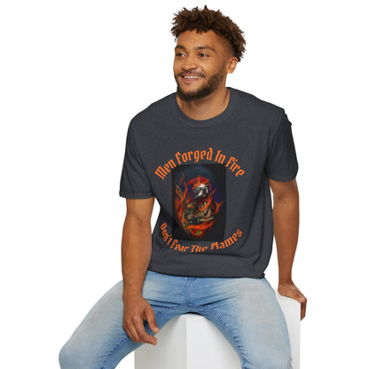 Men's Forged in Fire T-Shirt - Don't Fear The Flames - Graphic Tee for Firefighters and Adventure Enthusiasts