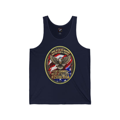 Patriotic Eagle Tank — "I Eat Commies" Vintage USA Graphic Tank Top