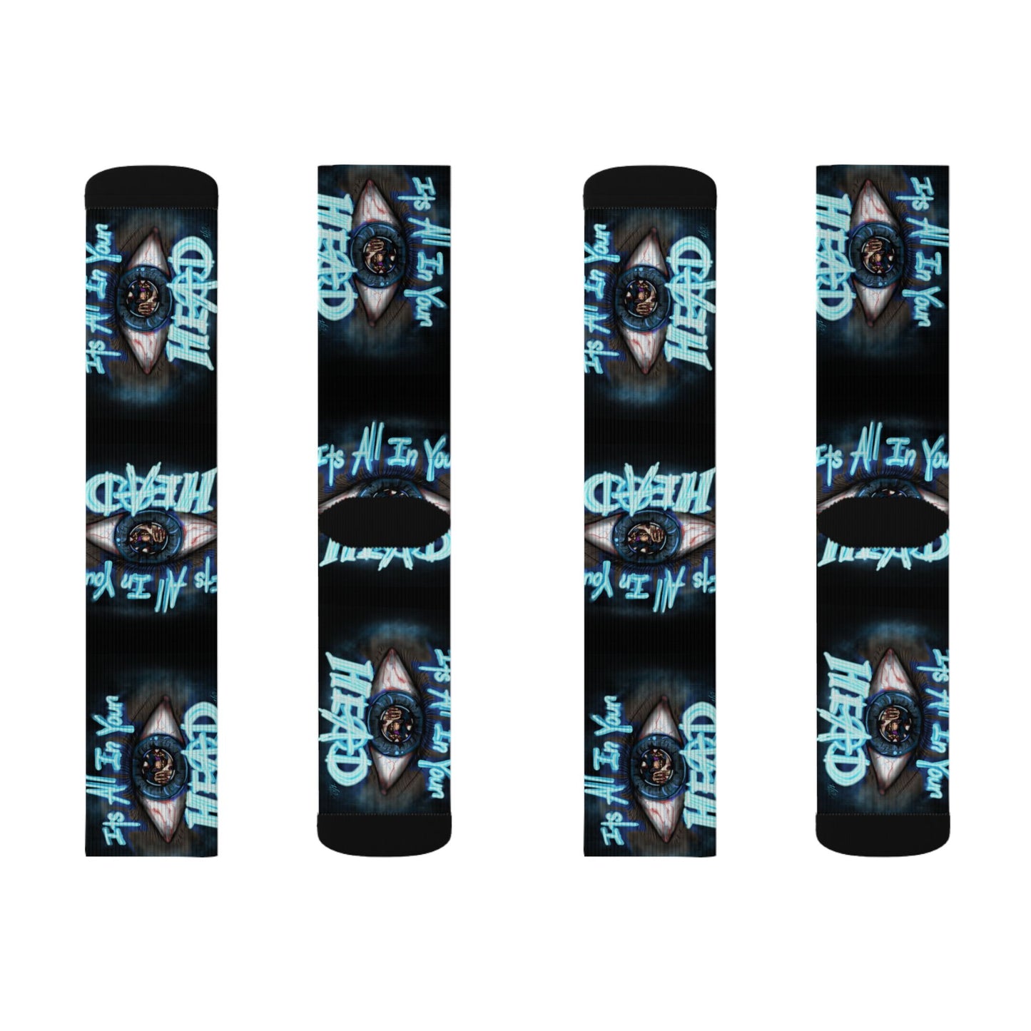 It's All In Your Head Graphic Sublimation Socks — Blue Neon Streetwear