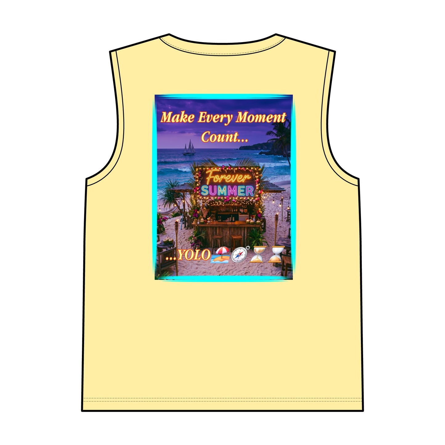 Lucky Duck Tropical Tank Top — "Make Every Moment Count... Forever Summer" Beach Graphic