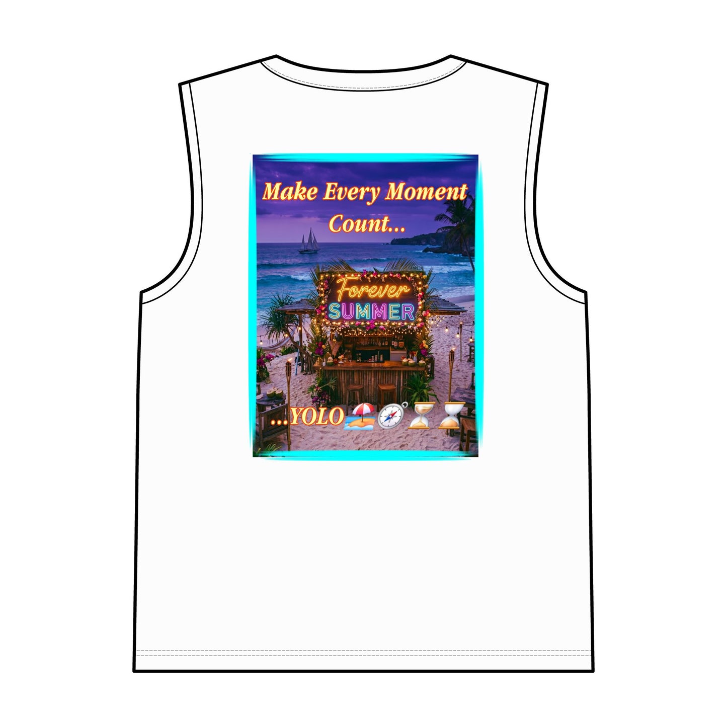 Lucky Duck Tropical Tank Top — "Make Every Moment Count... Forever Summer" Beach Graphic
