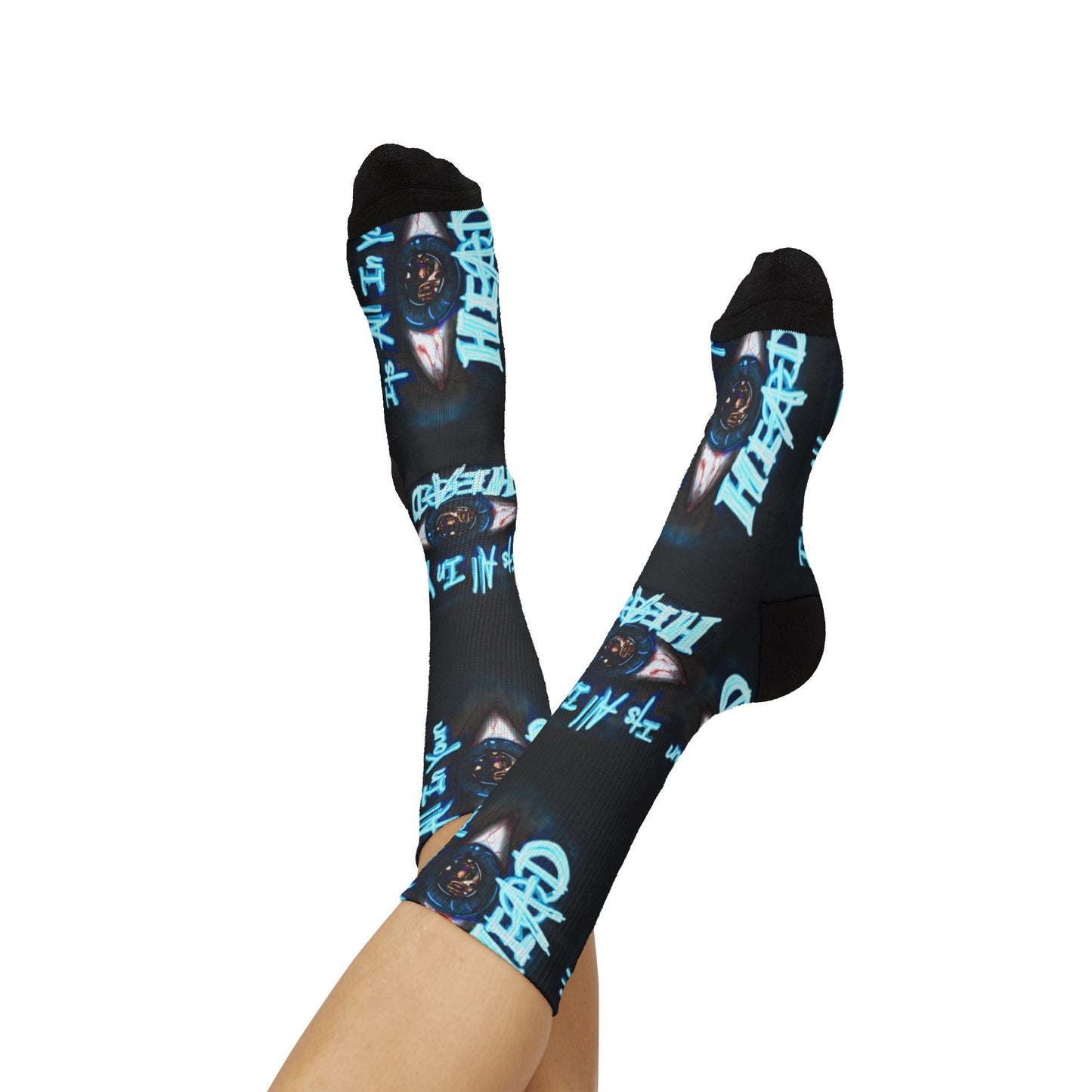 It's All In Your Head Graphic Sublimation Socks — Blue Neon Streetwear