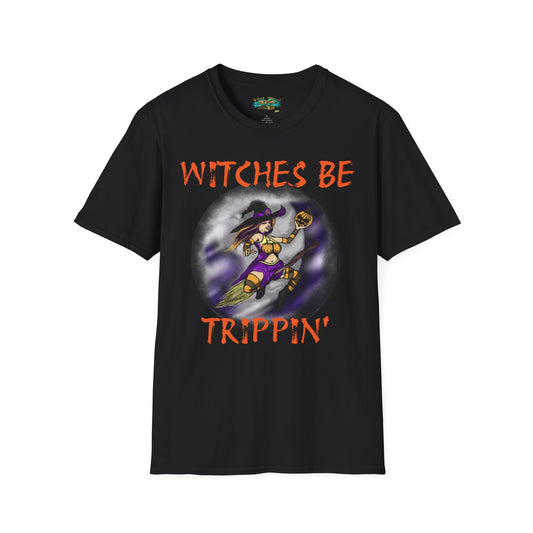 Witches Be Trippin' Unisex T-Shirt - Casual Halloween Tee, Spooky Vibes, Witchcraft Apparel, Perfect for Fall, Trick or Treats