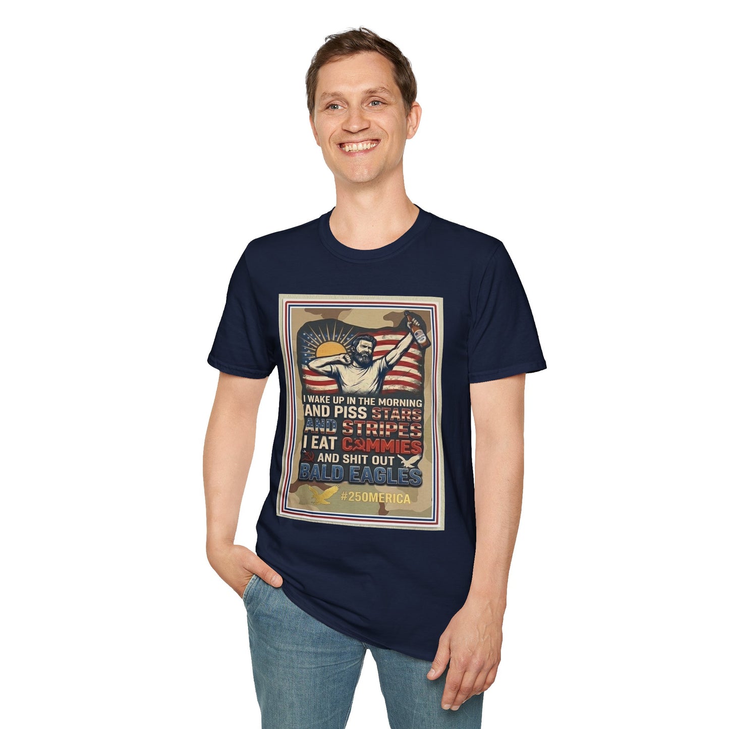 Retro Patriotic T-Shirt — 'I Wake Up in the Morning and Piss Stars' Graphic Tee