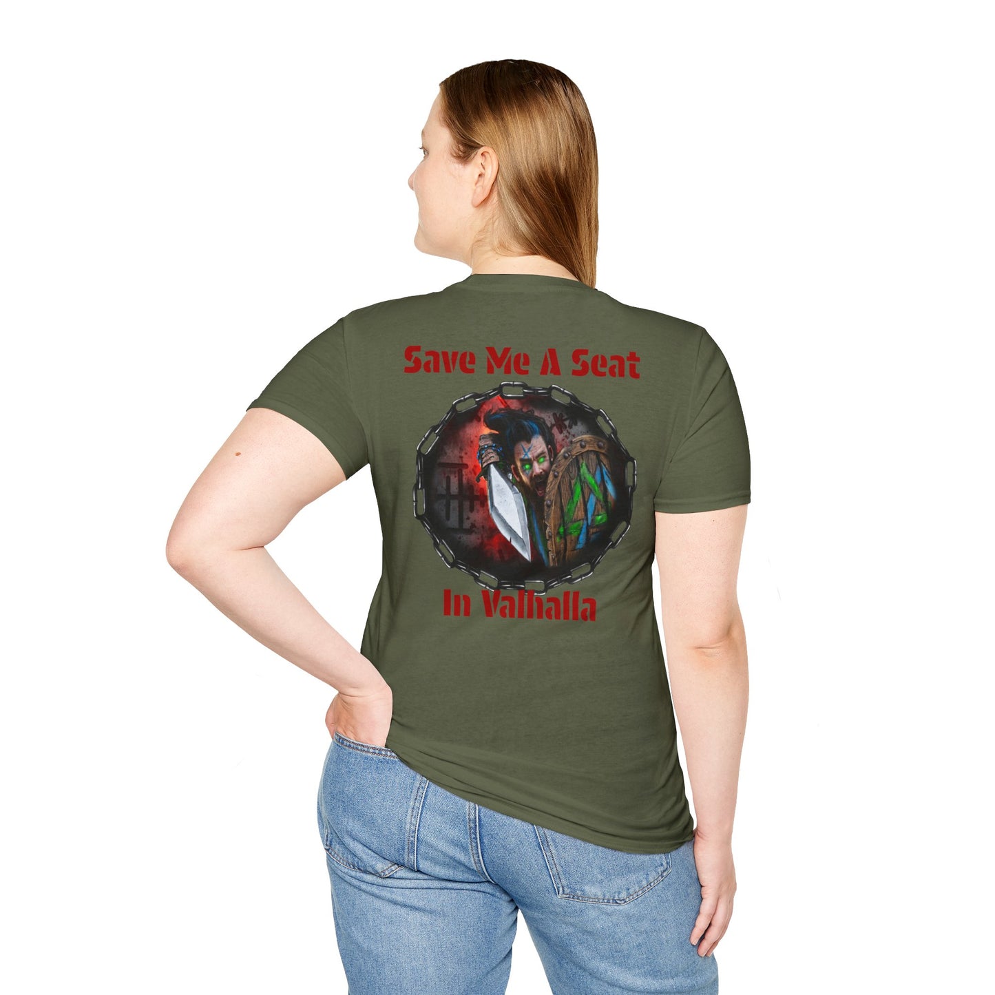 Viking Warrior T-Shirt — "Violence Is Always An Option" / "Save Me A Seat In Valhalla"