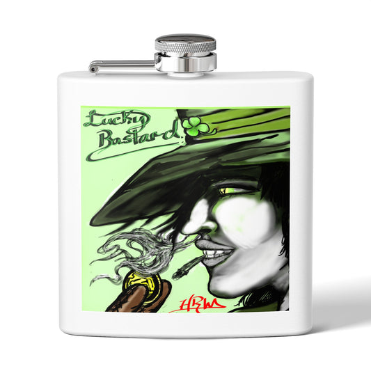 Lucky Bastard Flask - 6oz Stainless Steel Hip Flask with Artwork