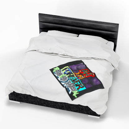 Cozy Velveteen Plush Blanket - Funky Graphic Throw for Chill Evenings, Gifts for Gamers, Home Decor Essentials