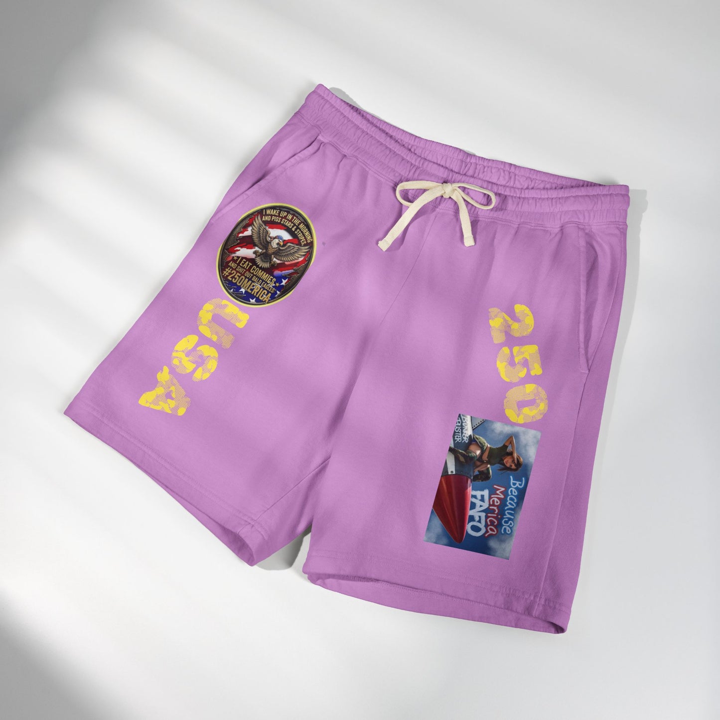 Graphic Sweat Shorts - USA 250 Patch & Retro Hero Print