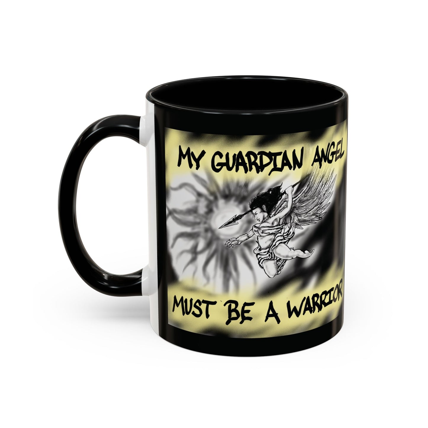 Guardian Angel Warrior Coffee Mug, Spiritual Gift, Protector Mug, Angel Decor, Cosy Homeware, Inspirational Quote