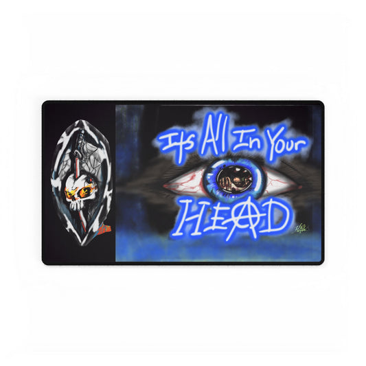 Artistic Desk Mat - 'It's All In Your HEAD' Motif, Office Decor, Gamer Desk Accessory, Unique Gift, Workspace Essentials