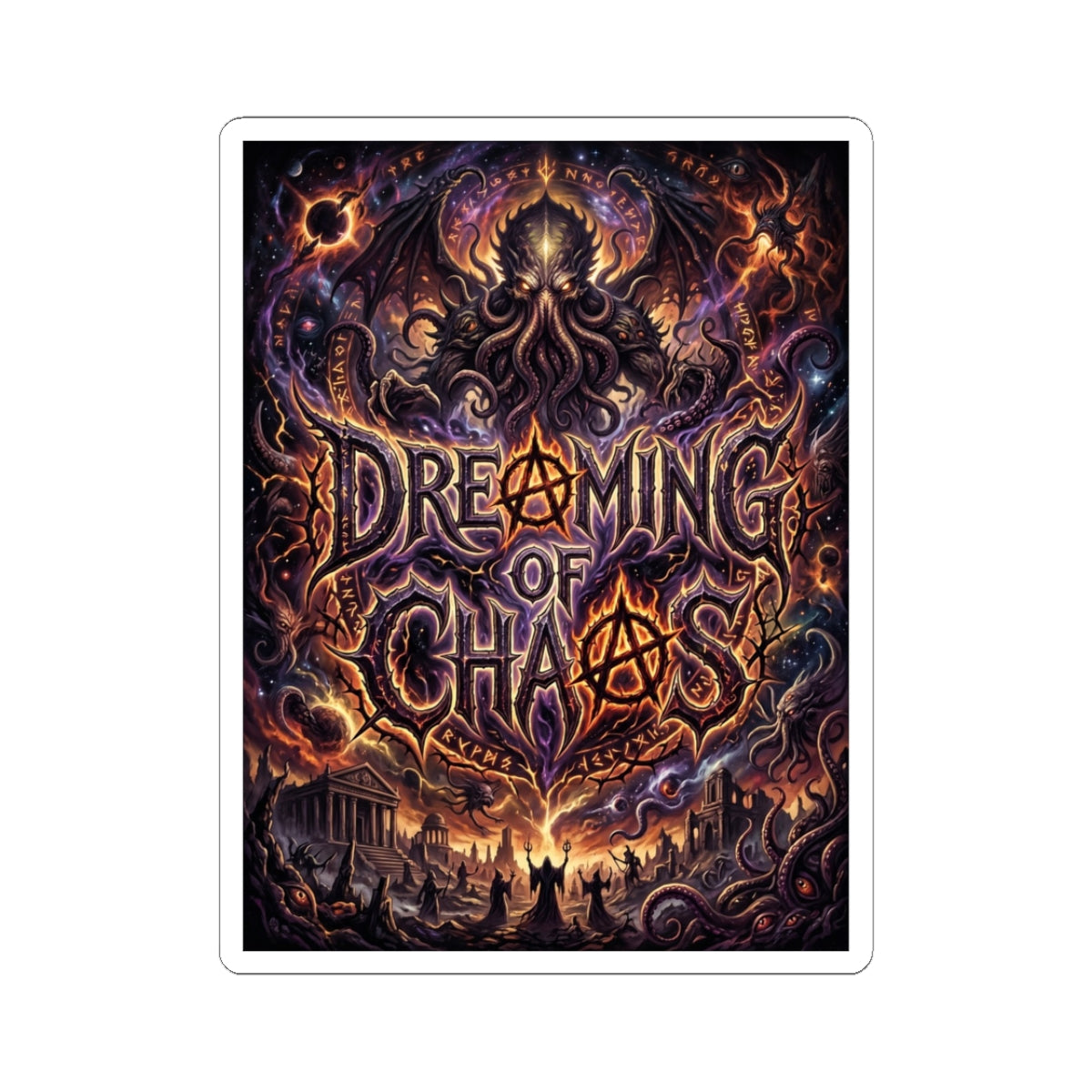Dreaming of Chaos kiss-cut sticker — white finish, 3″ × 3″
