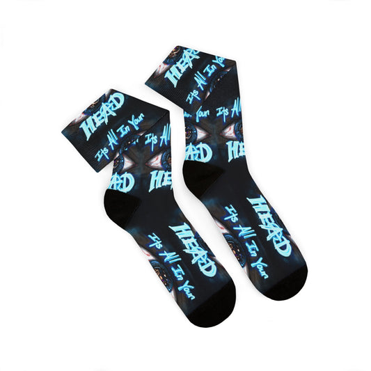 It's All In Your Head Graphic Sublimation Socks — Blue Neon Streetwear