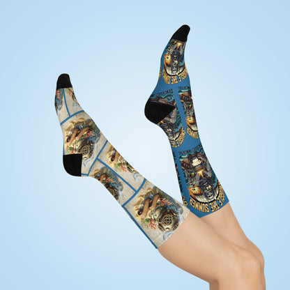 Smuggle the Summer Crew Socks — Vintage Diver Helmet Graphic