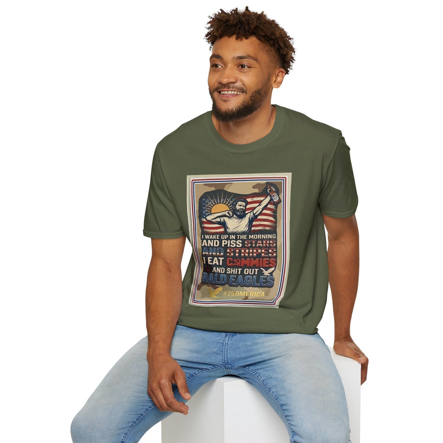 Retro Patriotic T-Shirt — 'I Wake Up in the Morning and Piss Stars' Graphic Tee