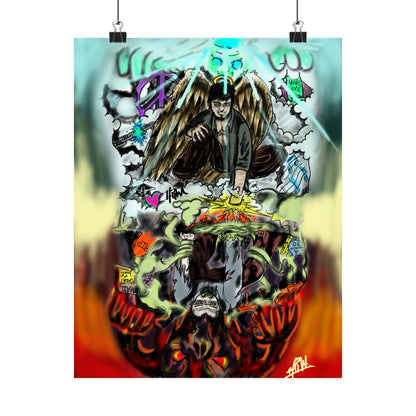 Edgy Matte Vertical Posters with Graffiti Angels, Urban Wall Art, Street Art Decor, Hip Hop Room Decor, Unique Gift for Teenagers