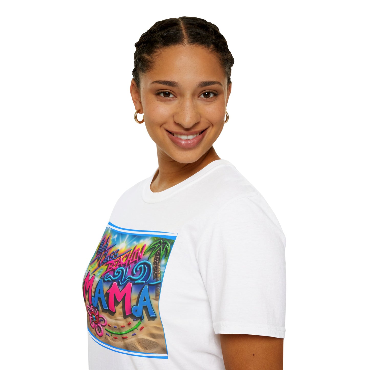 Mama Beach T-Shirt – Tropical "Hi! Aloha MAMA" Vacation Graphic Tee