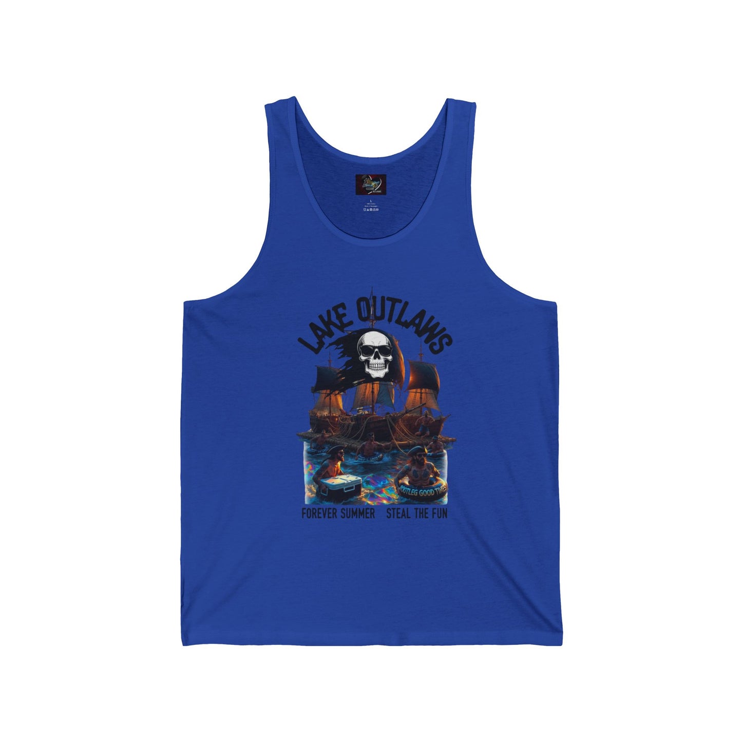 Lake Outlaws Skull & Boat Tank Top — "Forever Summer, Steal the Fun" Graphic Tank