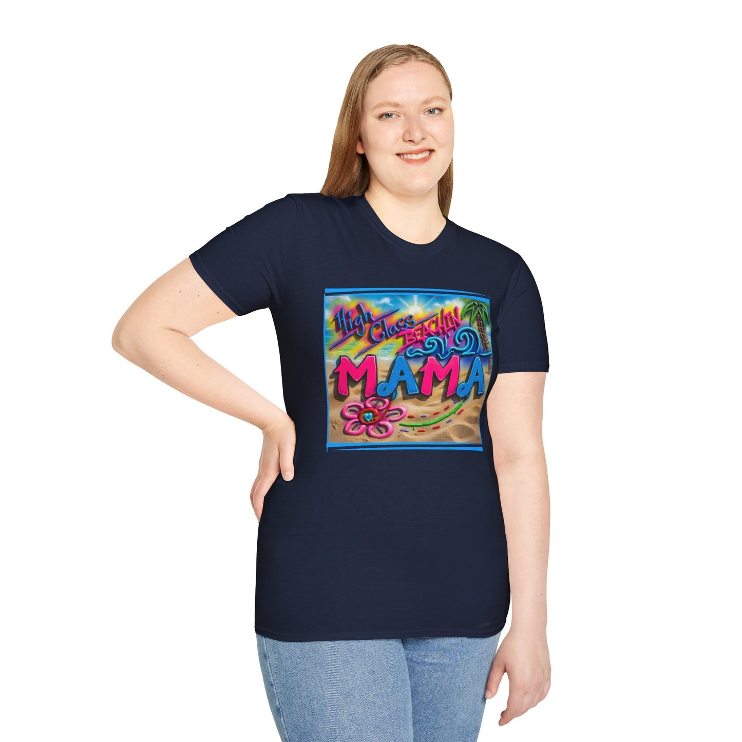 Mama Beach T-Shirt – Tropical "Hi! Aloha MAMA" Vacation Graphic Tee