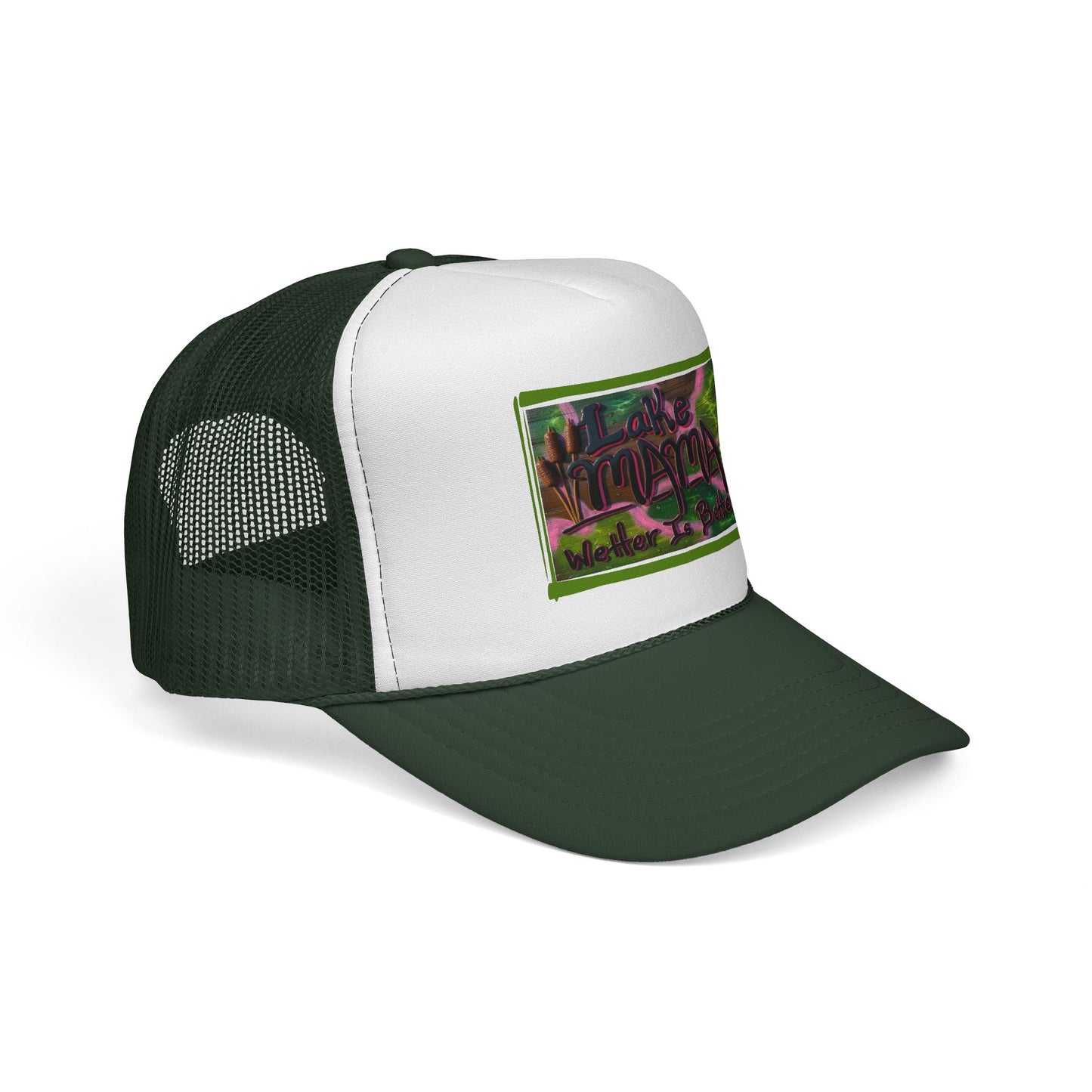 Lake Vibes Trucker Cap — Vintage Nature Graphic ‘Lake’ Mesh Hat