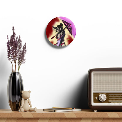 Chic Acrylic Wall Clock with Elegant Umbrella Design, Modern Home Decor, Asian Art, Unique Gift for Her, Wall Accent