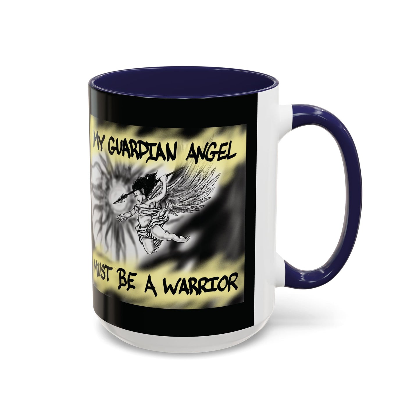 Guardian Angel Warrior Coffee Mug, Spiritual Gift, Protector Mug, Angel Decor, Cosy Homeware, Inspirational Quote