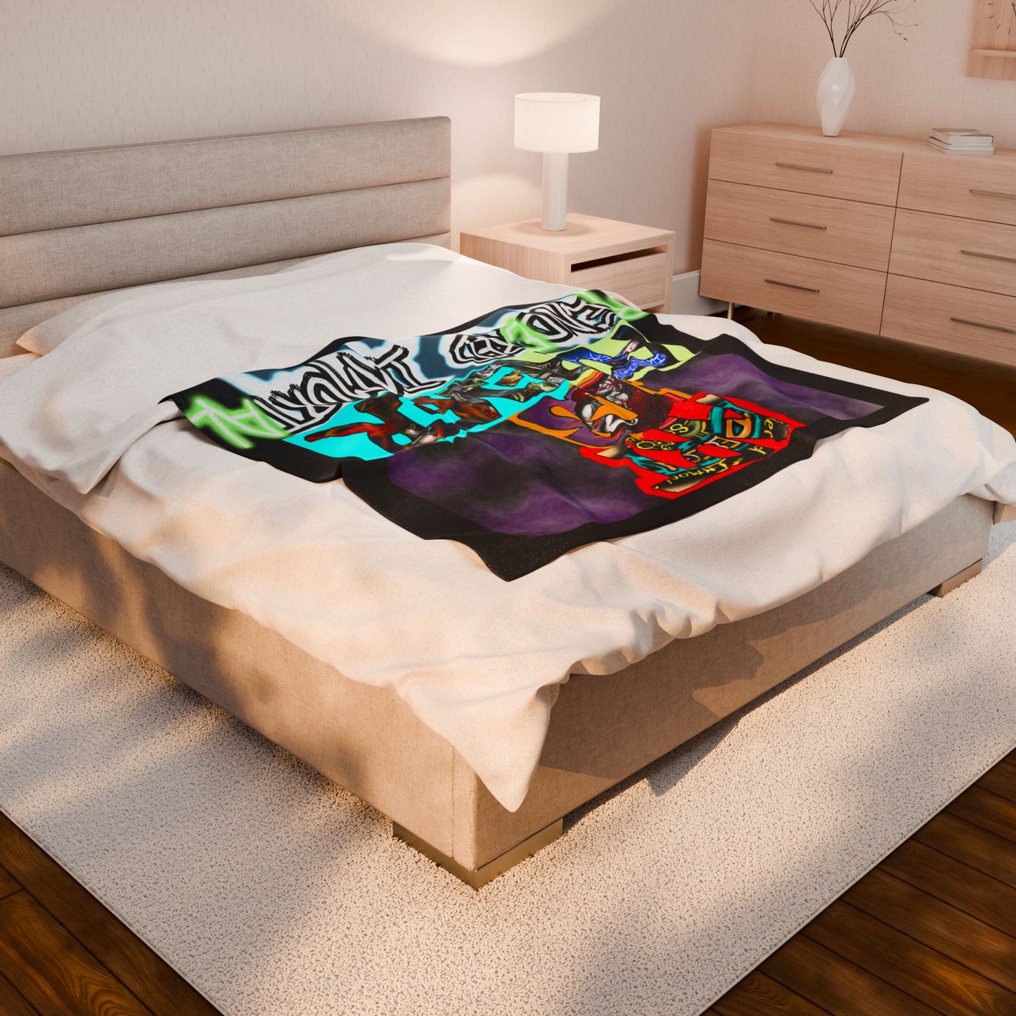 Cozy Velveteen Plush Blanket - Funky Graphic Throw for Chill Evenings, Gifts for Gamers, Home Decor Essentials