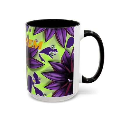 Vibrant Flower Accent Coffee Mug - 11oz & 15oz Semicolon Let Them Design