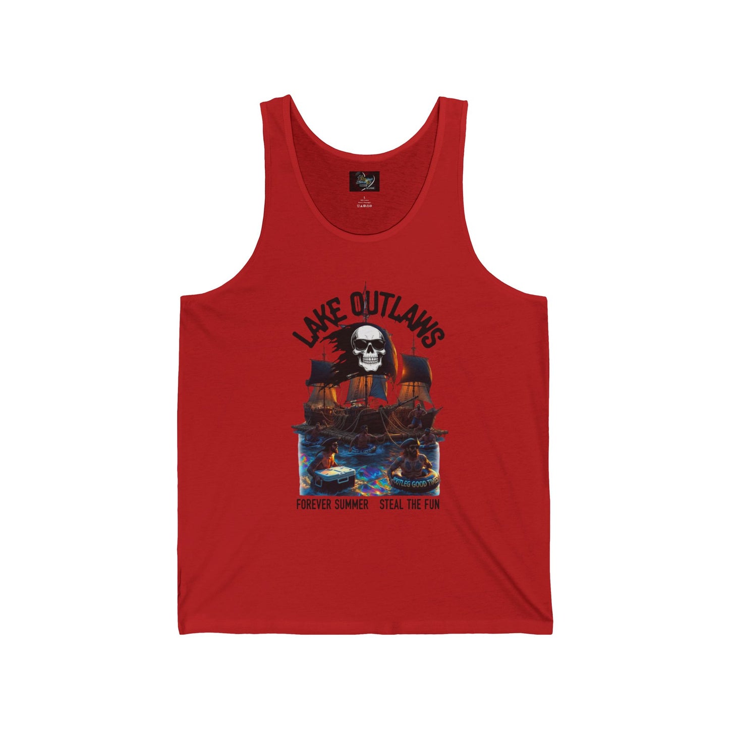 Lake Outlaws Skull & Boat Tank Top — "Forever Summer, Steal the Fun" Graphic Tank