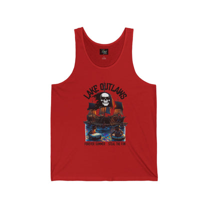 Lake Outlaws Skull & Boat Tank Top — "Forever Summer, Steal the Fun" Graphic Tank