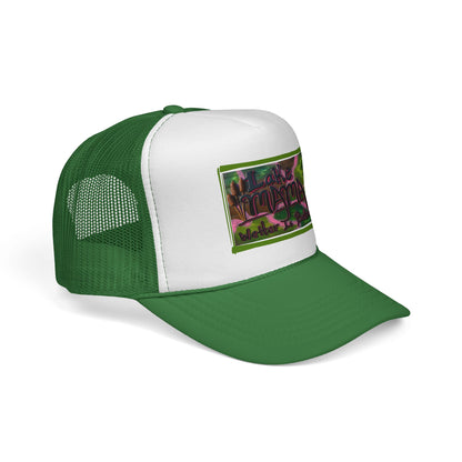 Lake Vibes Trucker Cap — Vintage Nature Graphic ‘Lake’ Mesh Hat