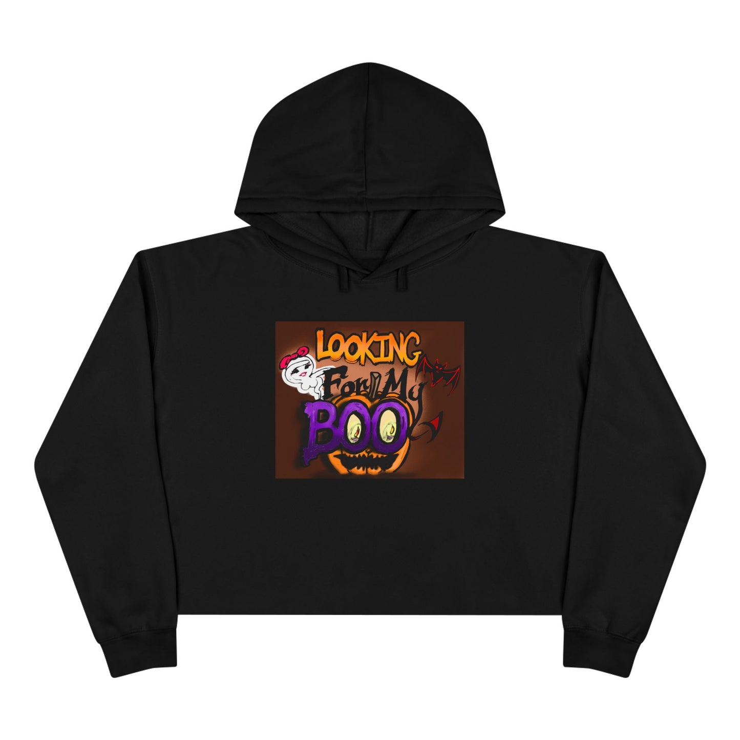Halloween Crop Hoodie - Looking for My Boo, Spooky Fashion, Women's Clothing, Party Outfit, Cozy Fall Wear