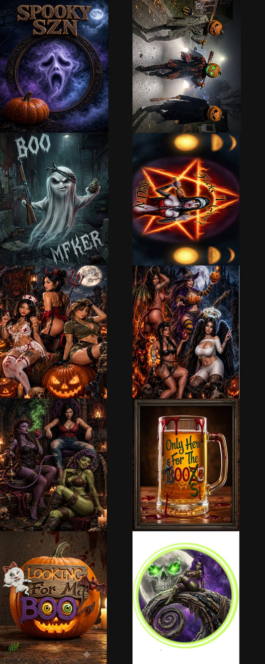 Halloween 2026 Bundle — preview of the 10 original Halloween art PNGs by Reese Wilson